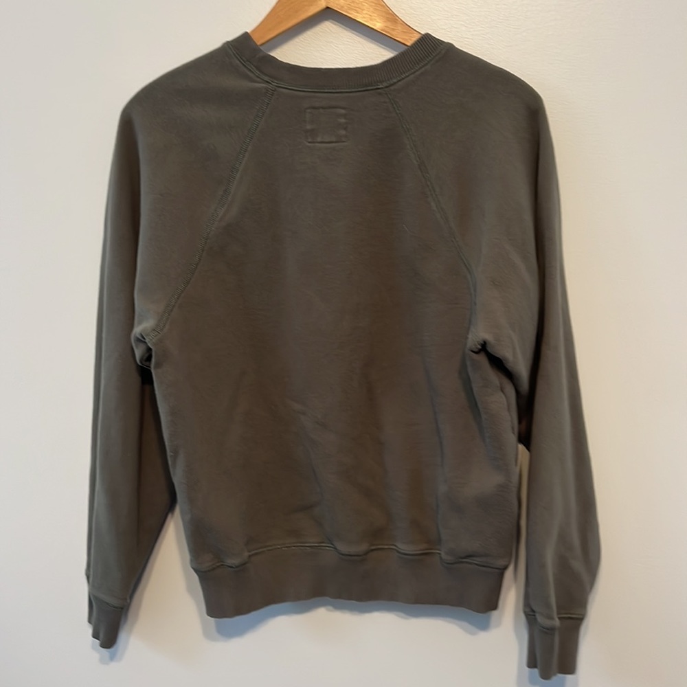 American Eagle Outfitters olive green crewneck sweatshirt velvet floral decal XS - Picture 5 of 5